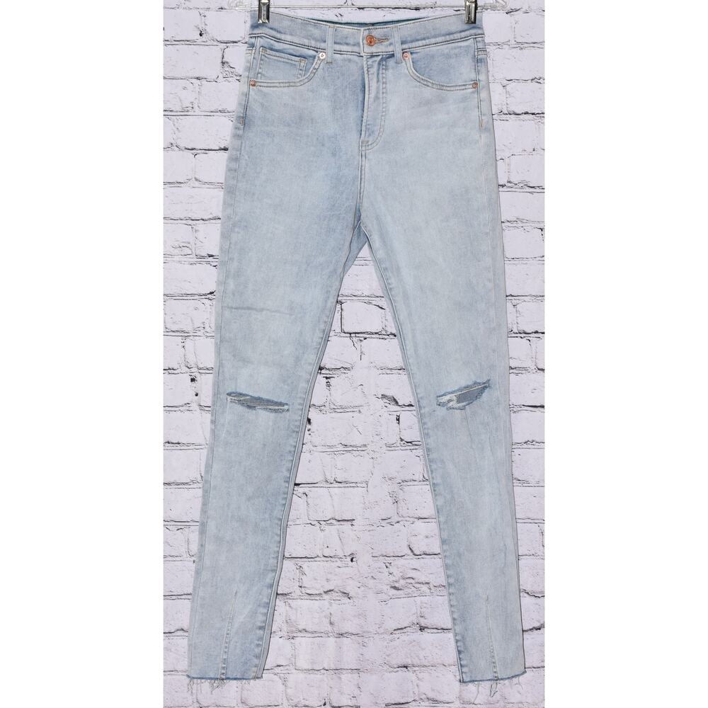 Express Slim High Rise Skinny Stretch Distressed  Raw Hem Denim Jeans Size 6R